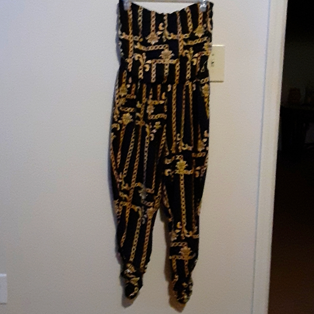 Black gold chain jumpsuit